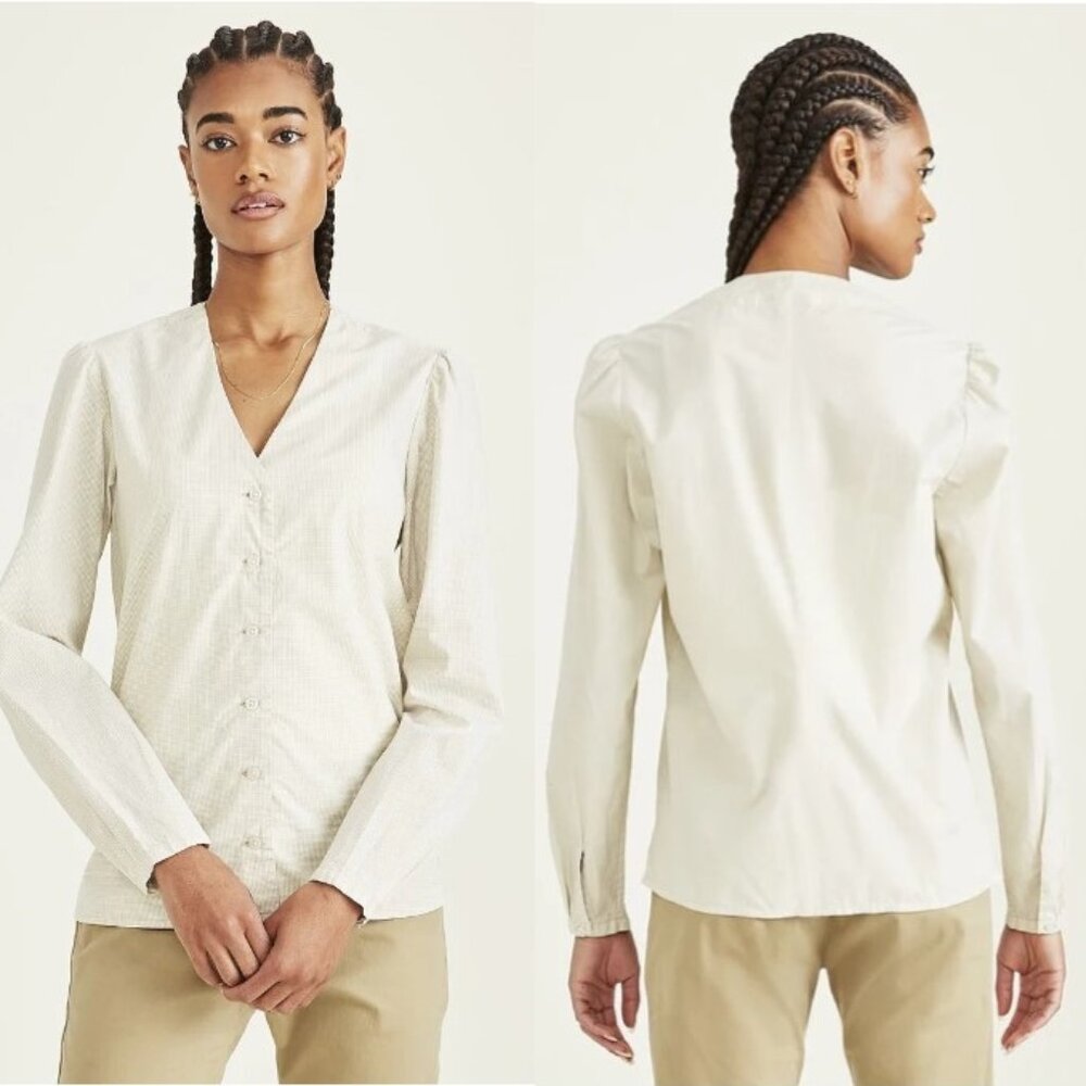 NWT Dockers Woven V-Neck Shirt, Regular Fit Size L